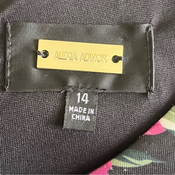 Alexia Admor Scuba Floral Sheath Sleeveless Dress Black Sz 14 - Picture 16 of 16